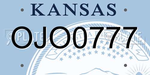 OJO0777 Kansas License Plate