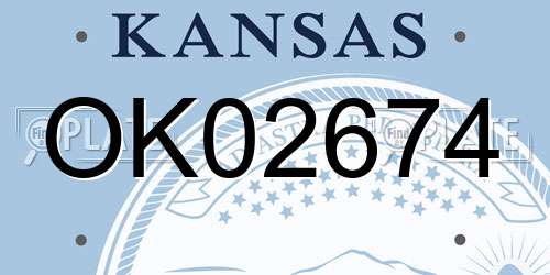 OK02674 Kansas License Plate