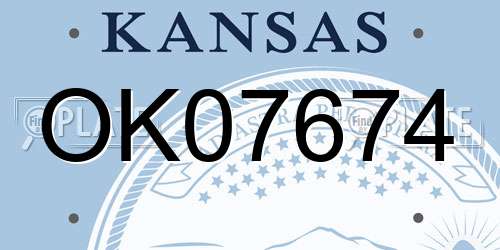 OK07674 Kansas License Plate