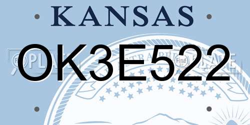 OK3E522 Kansas License Plate