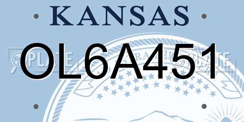 OL6A451 Kansas License Plate
