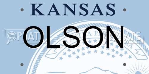OLSON Kansas License Plate