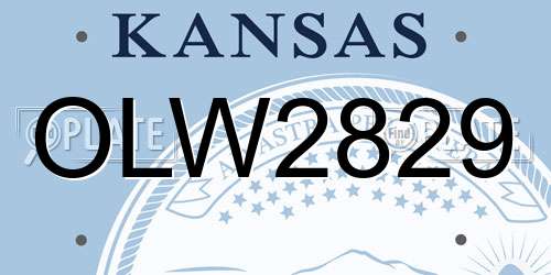 OLW2829 Kansas License Plate