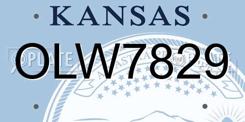 OLW7829 Kansas License Plate