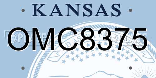 OMC8375 Kansas License Plate