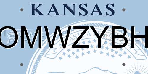OMWZYBH Kansas License Plate
