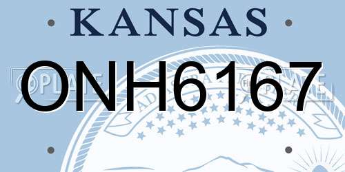 ONH6167 Kansas License Plate