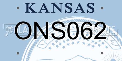 ONS062 Kansas License Plate