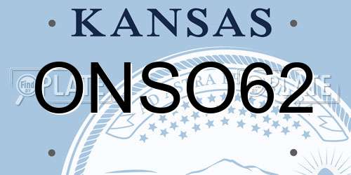 ONSO62 Kansas License Plate
