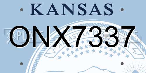 ONX7337 Kansas License Plate
