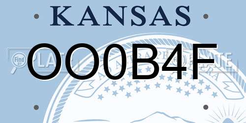 OO0B4F Kansas License Plate