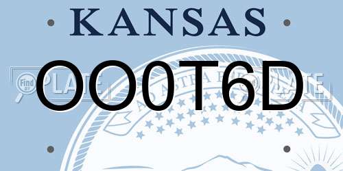 OO0T6D Kansas License Plate
