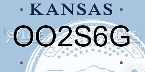 OO2S6G Kansas License Plate