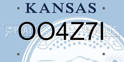 OO4Z7I Kansas License Plate