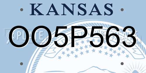OO5P563 Kansas License Plate