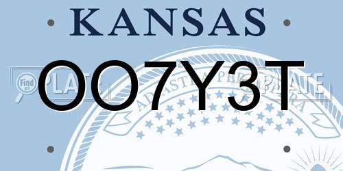 OO7Y3T Kansas License Plate