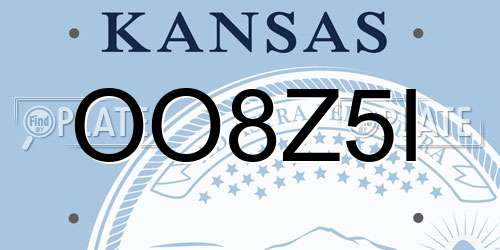OO8Z5I Kansas License Plate