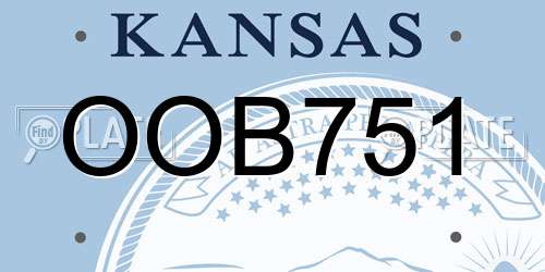 OOB751 Kansas License Plate