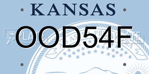OOD54F Kansas License Plate