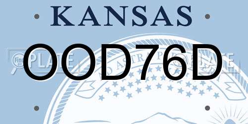 OOD76D Kansas License Plate