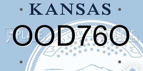 OOD76O Kansas License Plate