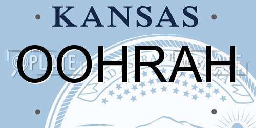 OOHRAH Kansas License Plate