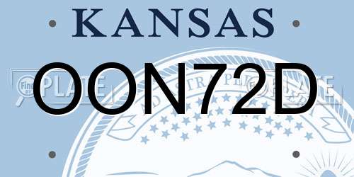 OON72D Kansas License Plate