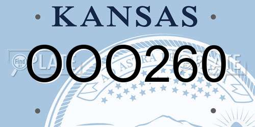 OOO260 Kansas License Plate