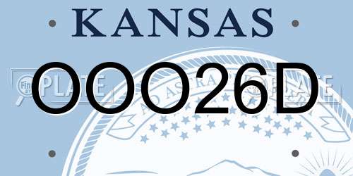 OOO26D Kansas License Plate