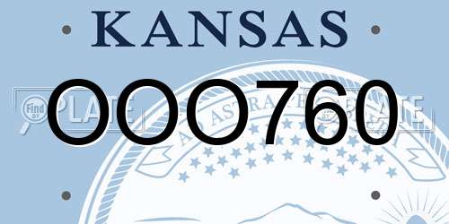 OOO760 Kansas License Plate