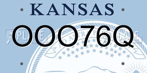 OOO76Q Kansas License Plate
