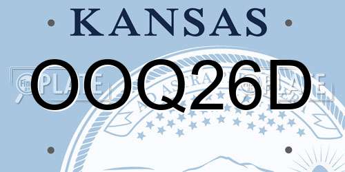 OOQ26D Kansas License Plate