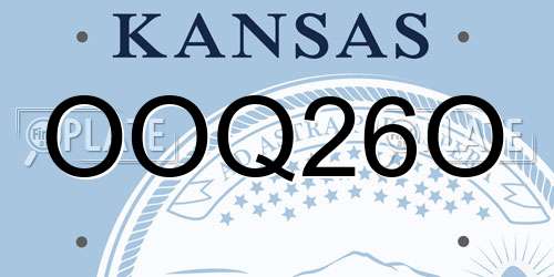 OOQ26O Kansas License Plate