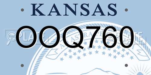 OOQ760 Kansas License Plate