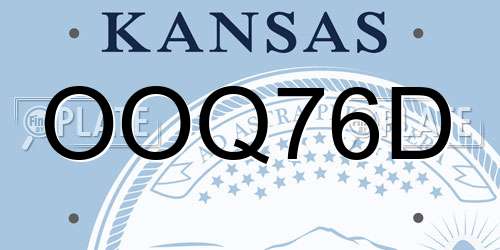 OOQ76D Kansas License Plate