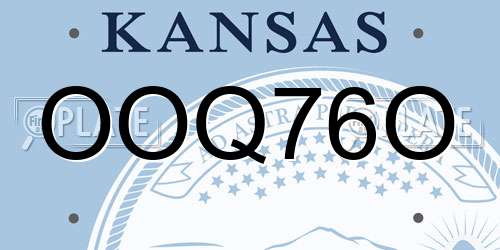 OOQ76O Kansas License Plate