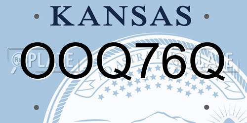 OOQ76Q Kansas License Plate
