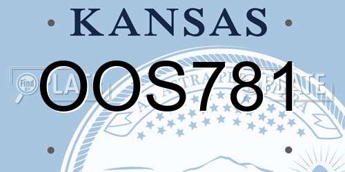 OOS781 Kansas License Plate