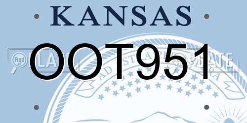 OOT951 Kansas License Plate