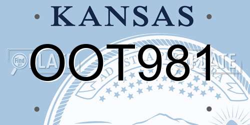 OOT981 Kansas License Plate
