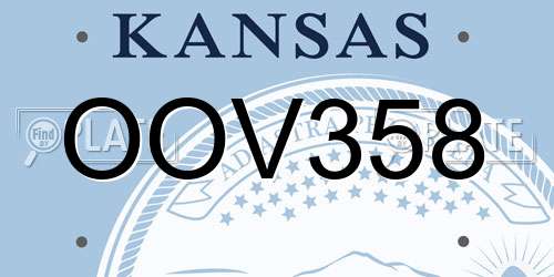 OOV358 Kansas License Plate