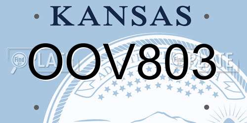 OOV803 Kansas License Plate