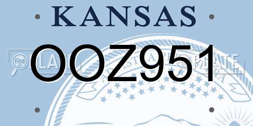 OOZ951 Kansas License Plate