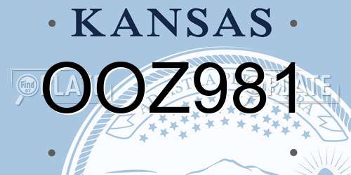 OOZ981 Kansas License Plate
