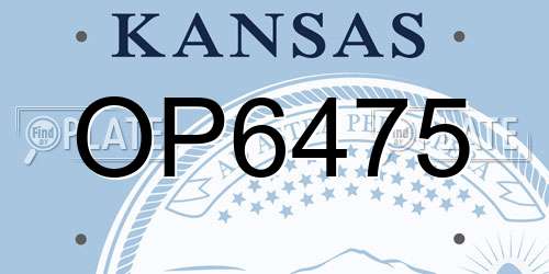 OP6475 Kansas License Plate