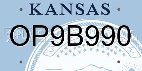 OP9B990 Kansas License Plate