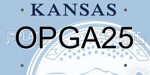 OPGA25 Kansas License Plate