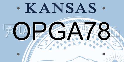 OPGA78 Kansas License Plate