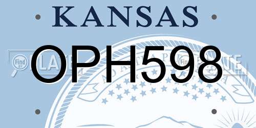 OPH598 Kansas License Plate