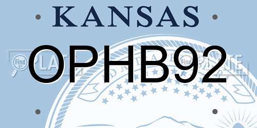 OPHB92 Kansas License Plate